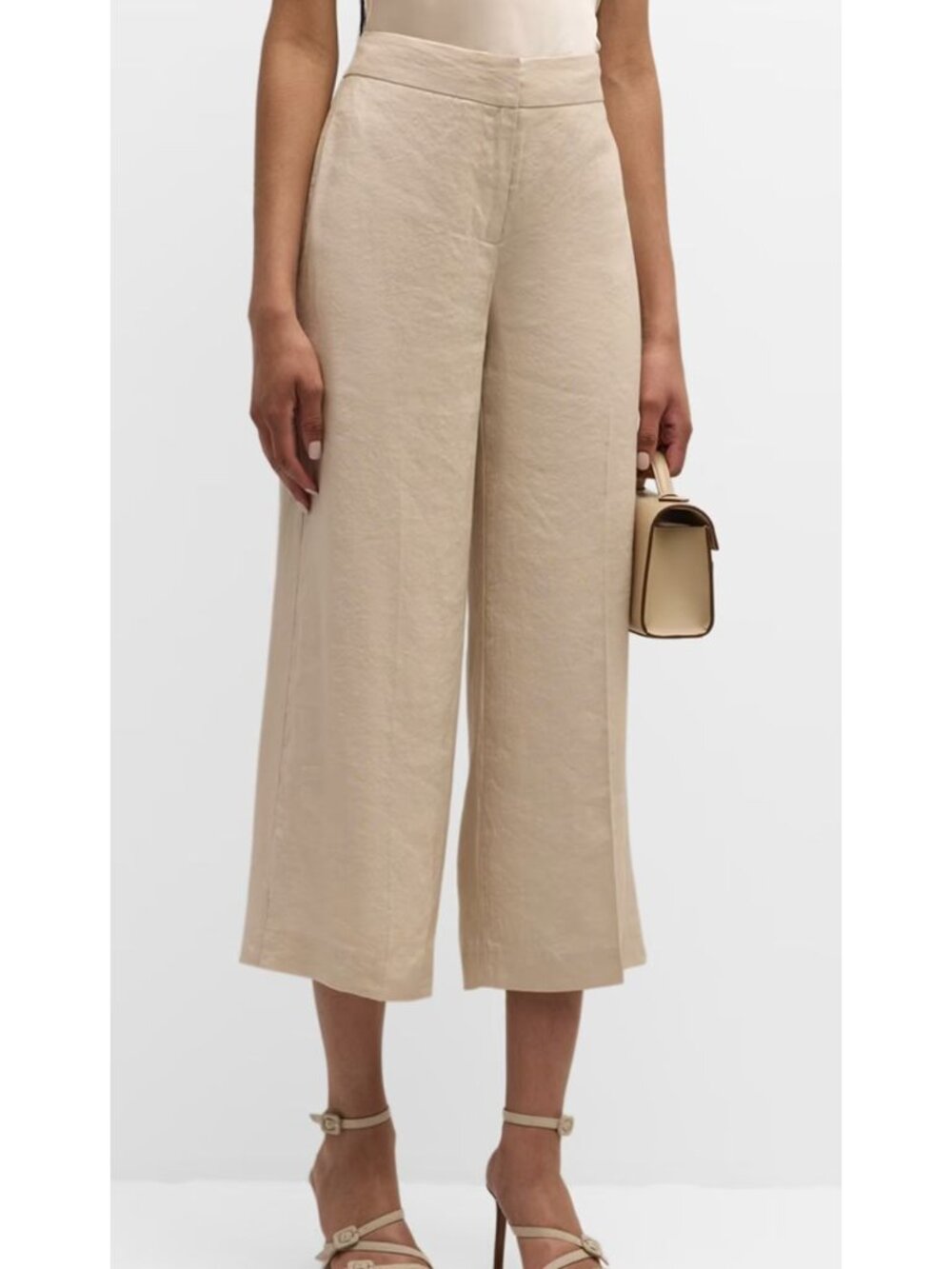 NWT Kobi Halperin Linen Brent Crop Wide Leg Ankle Pant Shell Size 8